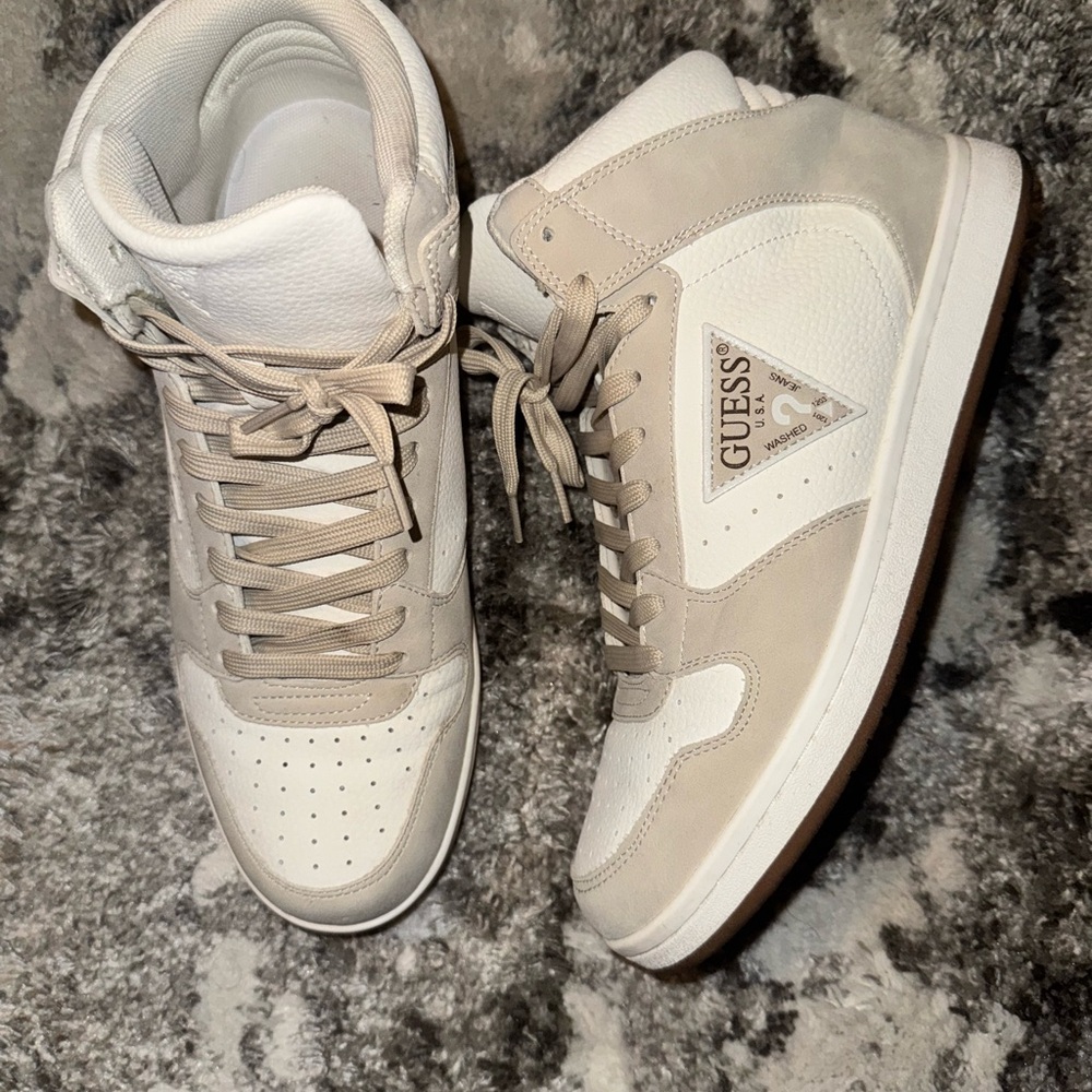 Guess White and Tan Sneakers Retro Style